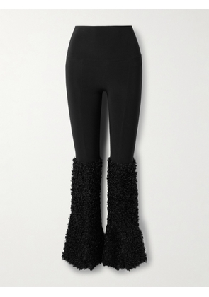 Norma Kamali - Stretch-jersey And Chenille Flared Leggings - Black - xx small,x small,small,medium,large,x large