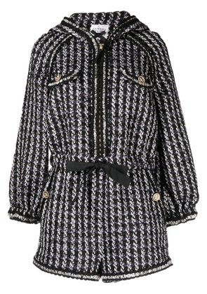 Edward Achour Paris tweed hooded short jumpsuit - Black
