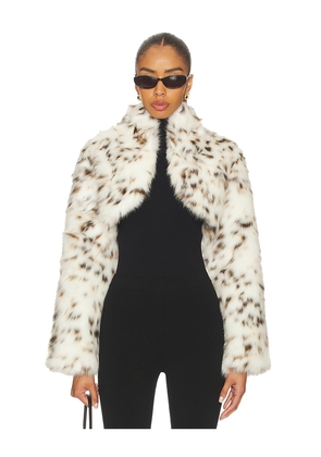 Apparis Odette Snow Leopard Bolero in White,Brown. Size M. Also in S, XS.