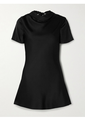STAUD - Iris Draped Silk-blend Satin Mini Dress - Black - x small,small,medium,large,x large