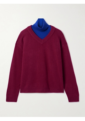 STAUD - Doris Layered Two-tone Cashmere Turtleneck Sweater - x small,small,medium,large