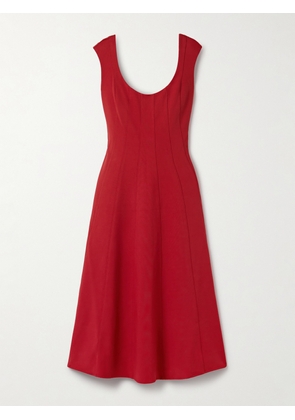 STAUD - Charlotte Woven Midi Dress - Red - US0,US2,US4,US6,US8,US10,US12,US14