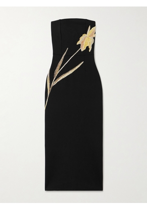STAUD - Brooke Strapless Bead-embellished Jersey Midi Dress - Black - x small,small,medium,large,x large