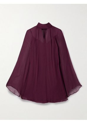 STAUD - Esther Cutout Crepon Turtleneck Mini Dress - Burgundy - x small,small,medium,large,x large