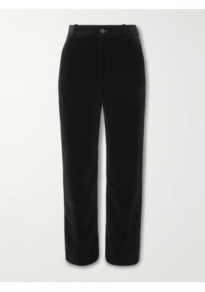SAINT LAURENT - Cotton-velvet Cropped Slim-leg Pants - Black - FR 34,FR 36,FR 38,FR 40