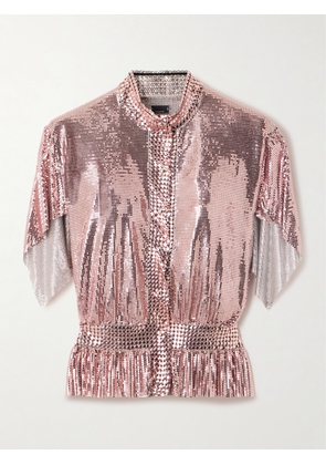 RABANNE - Pleated Chainmail Blouse - Rose gold - FR 34,FR 36,FR 38,FR 40,FR 42