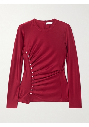 RABANNE - Button-detailed Gathered Jersey Top - FR 34,FR 36,FR 38,FR 40,FR 42,FR 44,FR 46
