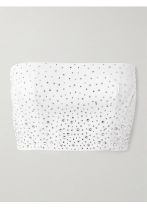 Alex Perry - Cropped Strapless Crystal-embellished Mesh Top - White - UK 4,UK 6,UK 8,UK 10,UK 12,UK 14,UK 16