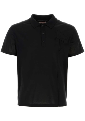 Valentino Garavani floral-embroidered polo shirt - Black