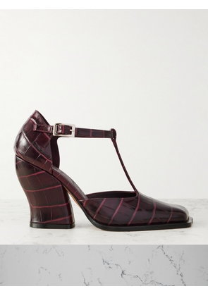 LOEWE - Onda Croc-effect Leather Pumps - Burgundy - FR35,FR36,FR37,FR38,FR39,FR40,FR41