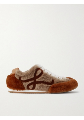 LOEWE - Ballet Runner 2.0 Leather-trimmed Shearling Sneakers - Brown - FR36,FR37,FR38,FR39,FR40,FR41