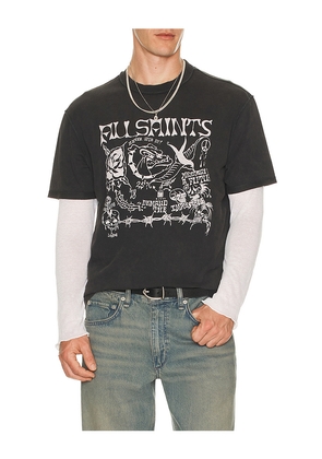 ALLSAINTS Chingford Crew Neck Tee in Black. Size L. Also in S, M, XL/1X.