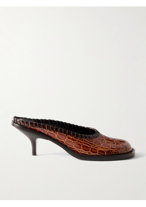 Dries Van Noten - Croc-effect Leather Mules - Brown - IT35,IT35.5,IT36,IT36.5,IT37,IT37.5,IT38,IT38.5,IT39,IT39.5,IT40,IT40.5,IT41