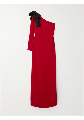 Valentino Garavani - One-sleeve Bow-detailed Silk-crepe Gown - Red - IT38,IT40,IT42,IT44