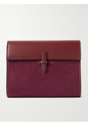 Hunting Season - Suede And Leather Clutch - Burgundy - One size