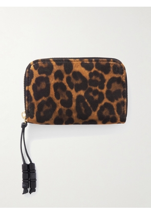 Hunting Season - Bead-embellished Leather-trimmed Leopard-print Suede Wallet - Animal print - One size