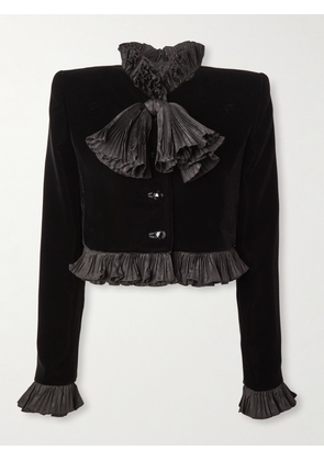Valentino Garavani - Ruffled Silk Taffeta-trimmed Velvet Jacket - Black - IT36,IT38,IT40,IT42,IT44,IT46