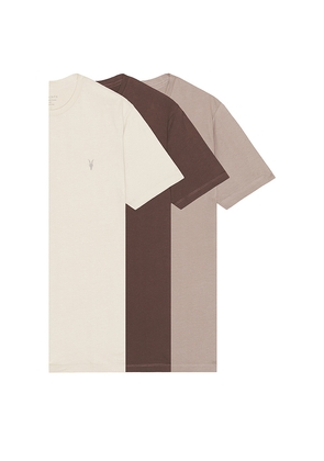 ALLSAINTS Brace Crew Neck 3 Pack Tee in Neutral. Size L. Also in S, M, XL/1X.
