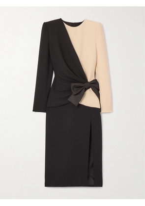 Valentino Garavani - Bow-detailed Two-tone Wool Midi Dress - Black - IT36,IT38,IT40,IT42,IT44,IT46