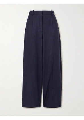 TOTEME - Pleated Flannel Wide-leg Pants - Blue - DK32,DK34,DK36,DK38,DK40