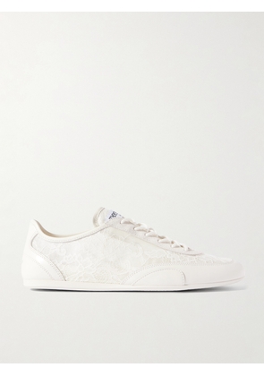 Jimmy Choo - Sunny Suede-trimmed Leather And Lace Sneakers - Off-white - IT35,IT36,IT36.5,IT37,IT37.5,IT38,IT38.5,IT39,IT39.5,IT40,IT40.5,IT41,IT41.5,IT42,IT43