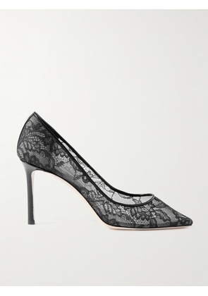 Jimmy Choo - Romy 85 Leather-trimmed Lace Pumps - Black - IT35,IT36,IT36.5,IT37,IT37.5,IT38,IT38.5,IT39,IT39.5,IT40,IT40.5,IT41,IT41.5,IT42
