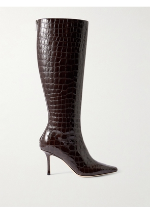 Jimmy Choo - Agathe 85 Croc-effect Leather Knee Boots - Brown - IT36,IT36.5,IT37,IT37.5,IT38,IT38.5,IT39,IT39.5,IT40,IT40.5,IT41,IT41.5,IT42