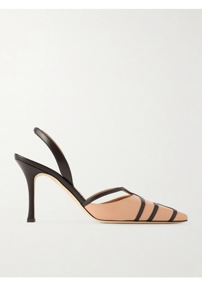 Manolo Blahnik - Sarto 90 Two-tone Leather Slingback Pumps - Neutrals - IT36,IT36.5,IT37,IT37.5,IT38,IT38.5,IT39,IT39.5,IT40,IT40.5,IT41,IT41.5,IT42,IT43