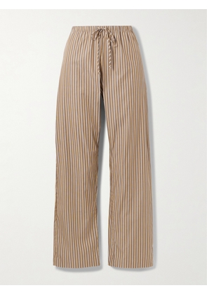 LESET - Yoshi Striped Cotton And Lyocell-blend Wide-leg Pants - Brown - x small,small,medium,large