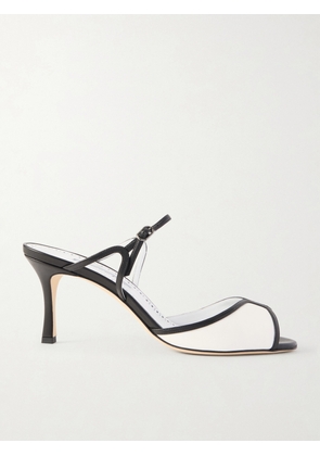 Manolo Blahnik - Versari 70 Two-tone Leather Mules - White - IT36,IT36.5,IT37,IT37.5,IT38,IT38.5,IT39,IT39.5,IT40,IT40.5,IT41,IT41.5,IT42