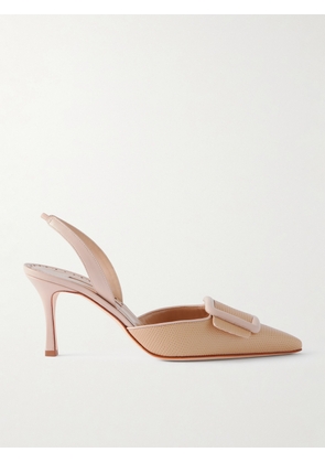 Manolo Blahnik - Mayslibi 70 Lizard-effect Leather Slingback Pumps - Neutrals - IT35,IT36,IT36.5,IT37,IT37.5,IT38,IT38.5,IT39,IT39.5,IT40,IT40.5,IT41,IT41.5,IT42,IT43