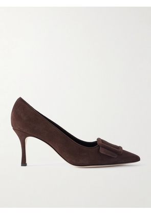Manolo Blahnik - Maysale 70 Buckled Suede Pumps - Brown - IT35,IT36,IT36.5,IT37,IT37.5,IT38,IT38.5,IT39,IT39.5,IT40,IT40.5,IT41,IT41.5,IT42,IT43