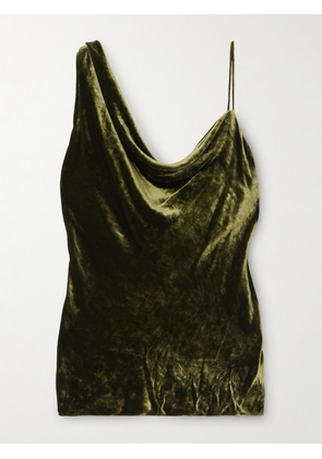 Dries Van Noten - Asymmetric Draped Velvet Top - Green - FR 34,FR 36,FR 38,FR 40,FR 42,FR 44