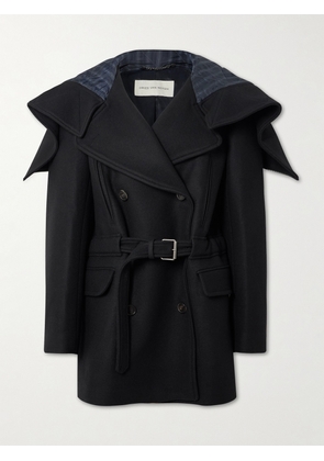 Dries Van Noten - Belted Hooded Double-breasted Coat - Black - x small,small,medium,large