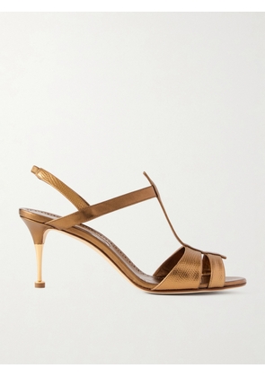 Manolo Blahnik - Retaux 70 Lizard-effect Metallic-leather Sandals - IT36,IT36.5,IT37,IT37.5,IT38,IT38.5,IT39,IT39.5,IT40,IT40.5,IT41,IT41.5,IT42,IT43