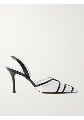 Manolo Blahnik - Sarto 90 Two-tone Leather Slingback Pumps - White - IT36,IT36.5,IT37,IT37.5,IT38,IT38.5,IT39,IT39.5,IT40,IT40.5,IT41,IT41.5,IT42,IT43