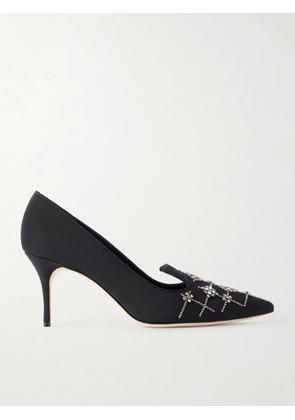 Manolo Blahnik - Ralypla 70 Embellished Crepe De Chine Pumps - Black - IT36,IT36.5,IT37,IT37.5,IT38,IT38.5,IT39,IT39.5,IT40,IT40.5,IT41,IT41.5,IT42
