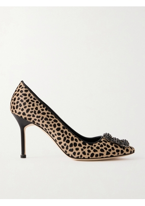Manolo Blahnik - Hangisi 90 Embellished Leopard-print Calf Hair Pumps - Animal print - IT36,IT36.5,IT37,IT37.5,IT38,IT38.5,IT39,IT39.5,IT40,IT40.5,IT41,IT41.5,IT42