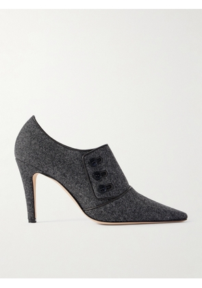 Manolo Blahnik - Perluja 90 Leather-trimmed Tweed Pumps - Gray - IT36,IT36.5,IT37,IT37.5,IT38,IT38.5,IT39,IT39.5,IT40,IT40.5,IT41,IT41.5,IT42