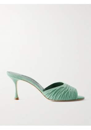 Manolo Blahnik - Pirua 70 Suede Mules - Green - IT36,IT36.5,IT37,IT37.5,IT38,IT38.5,IT39,IT39.5,IT40,IT40.5,IT41,IT41.5,IT42