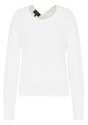 Emporio Armani cut-out ribbed-knit jumper - White