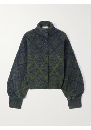Dries Van Noten - Checked Alpaca-blend Cardigan - Green - x small,small,medium,large