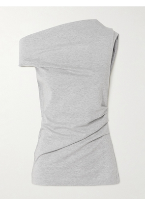 Dries Van Noten - Off-the-shoulder Draped Cotton-jersey Top - Gray - x small,small,medium,large
