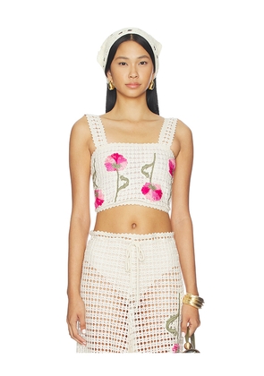 Agua Bendita x REVOLVE Vicky Ventura Top in Cream. Size L. Also in M, S, XL, XS.