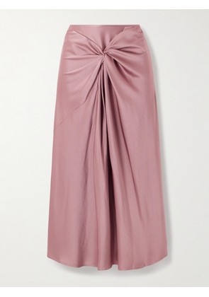 Dries Van Noten - Twist-front Satin-crepe Midi Skirt - Pink - FR 34,FR 36,FR 38,FR 40,FR 42,FR 44