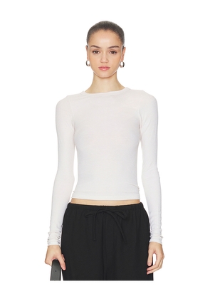 Enza Costa Silk Rib Essential Crew in Cream. Size L. Also in M, S, XL.
