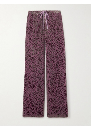 Dries Van Noten - Polka-dot Devoré-velvet Straight-leg Pants - Pink - FR 34,FR 36,FR 38,FR 40,FR 42,FR 44