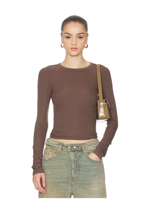 Enza Costa Silk Rib Essential Crew in Brown. Size L. Also in M, S, XS.