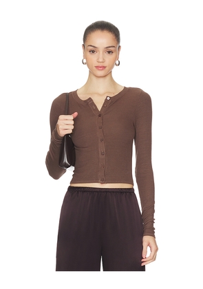 Enza Costa Silk Rib Essential Cardigan in Brown. Size L. Also in M, S, XL, XS.