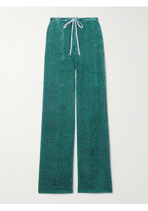 Dries Van Noten - Polka-dot Devoré-velvet Straight-leg Pants - Green - FR 34,FR 36,FR 38,FR 40,FR 42,FR 44